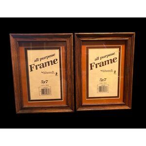 Vintage 5x7 All Purpose Faux Wood Beveled Frames By Intercraft NOS